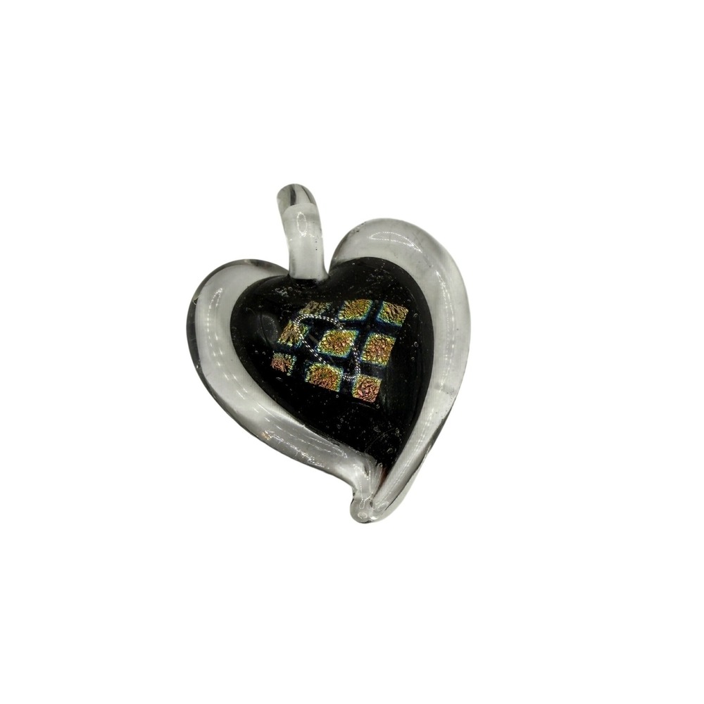 Art Glass Heart Dichroic Y2K Romantic Pendant